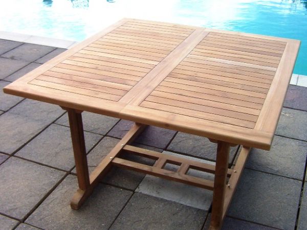 6 Seater Square Extending Teak Set with Henley Stacking Armchairs