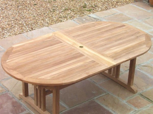 Teak 190x100cm Oval Pedestal Table