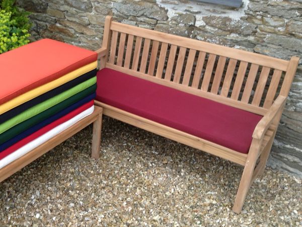 Classic burgundy wine colour 3 seater / 150cm garden bench cushion 