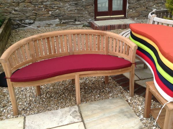 Classic burgundy wine cushion for curved banana garden bench 