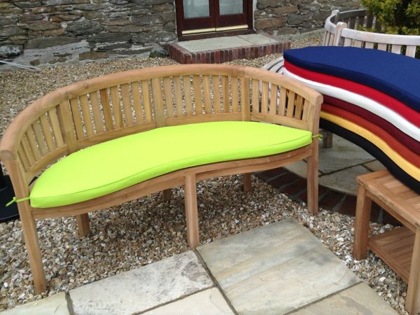 Classic light green cushion for curved banana garden bench 