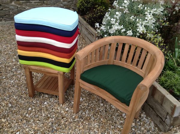 Classic Dark Forest Green colour outdoor cushion for curved San Francisco style garden armchair