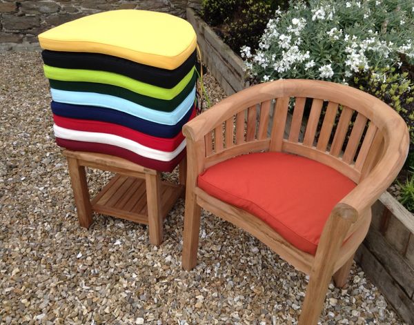 Classic Terracotta orange colour outdoor cushion for curved San Francisco style garden armchair