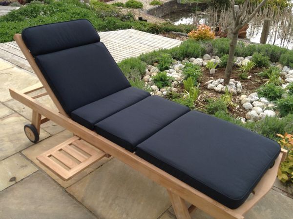 Classic Black colour garden sun lounger cushion