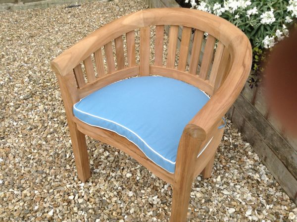 Luxury Light Blue outdoor cushion for curved ‘banana’ style garden armchair