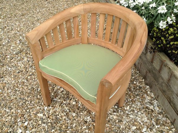 Luxury Light Olive outdoor cushion for curved ‘banana’ style garden armchair