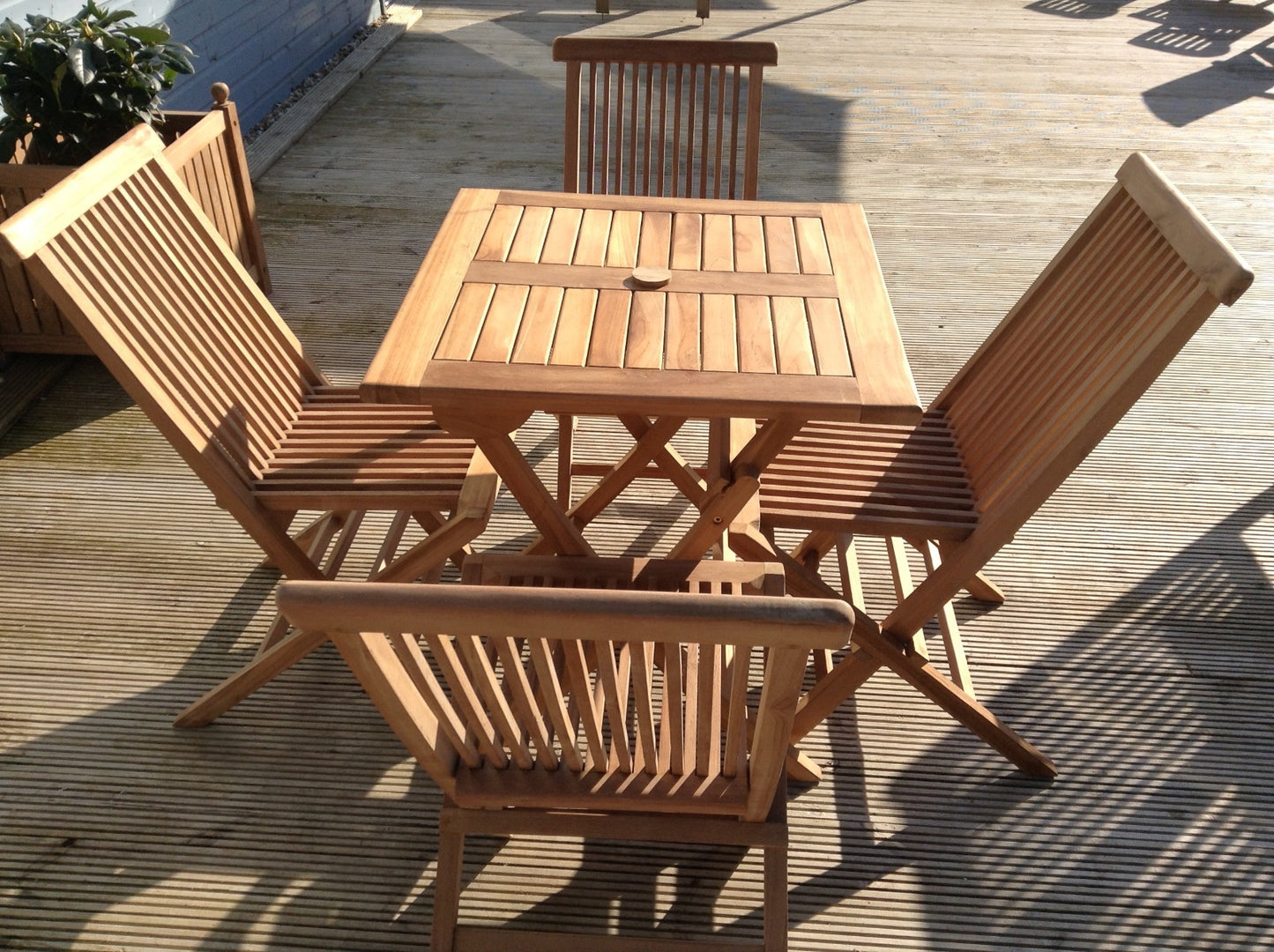 4 Seater Square Folding Teak Set with Classic Folding Chairs