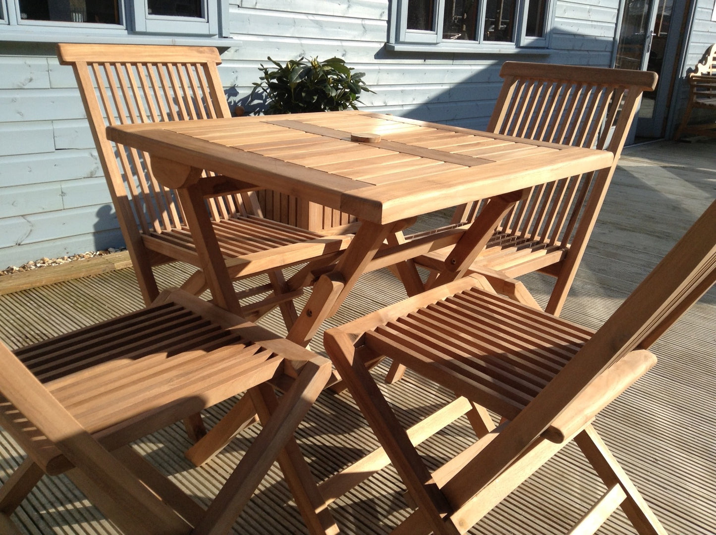 4 Seater Square Folding Teak Set with Classic Folding Chairs