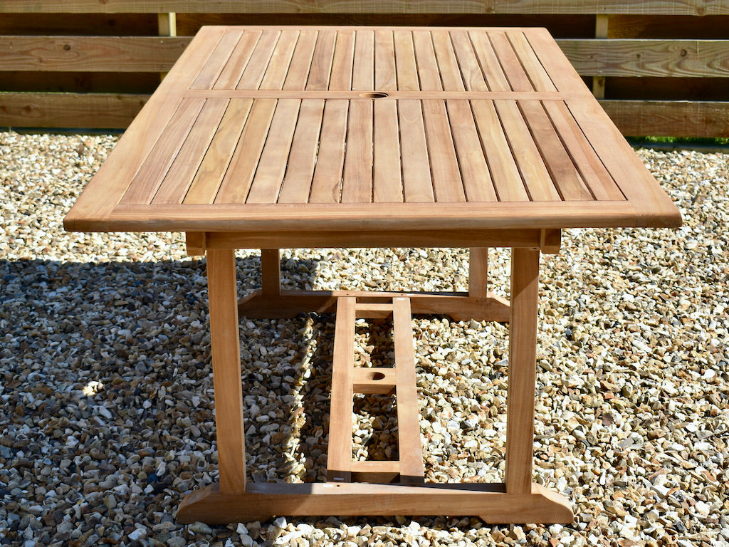 large 190cm x 100cm rectangular teak garden dining table