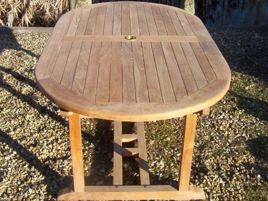 Teak 160x90cm Oval Pedestal Table