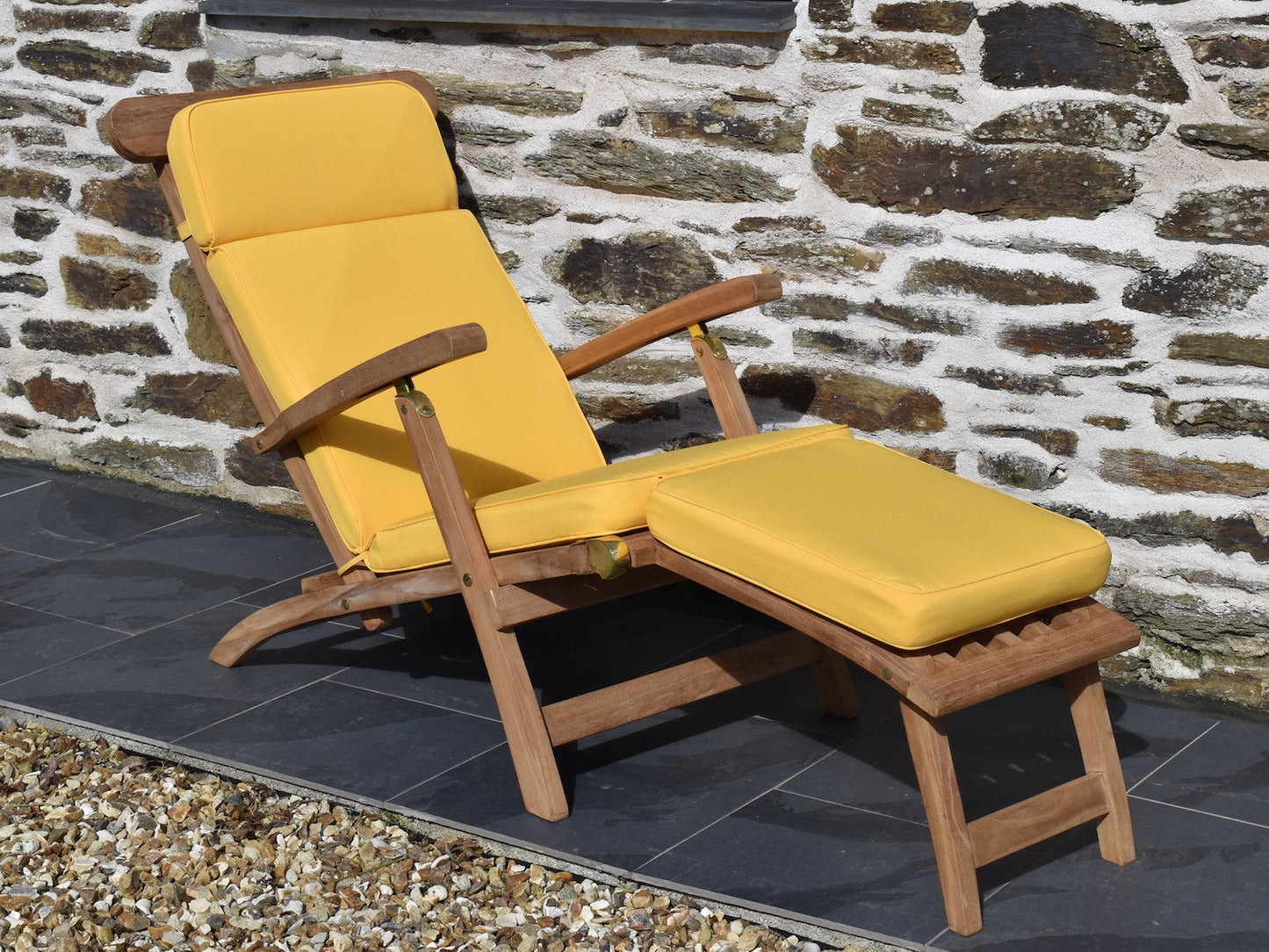 Yellow garden steamer chair cushion