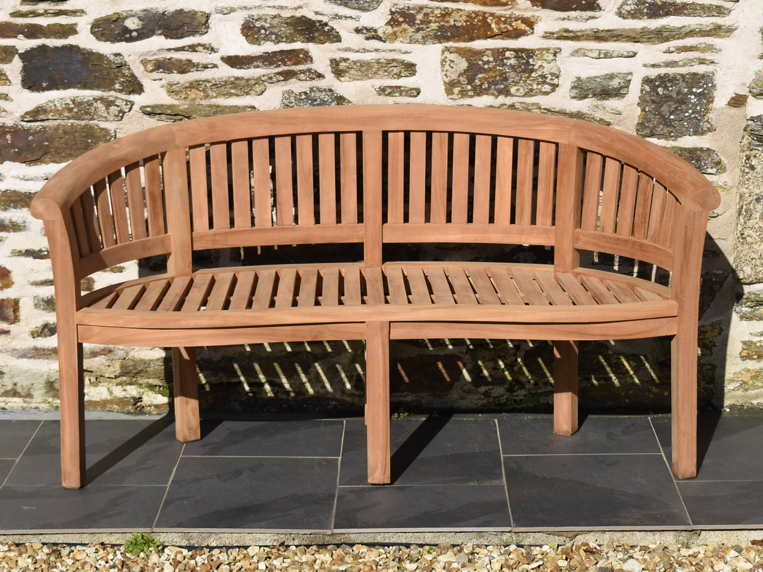 High-quality teak patio bench made from sustainably sourced teak hardwood